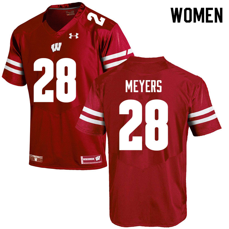 Wisconsin Badgers Women's #28 Gavin Meyers NCAA Under Armour Authentic Red College Stitched Football Jersey HK40G63EY